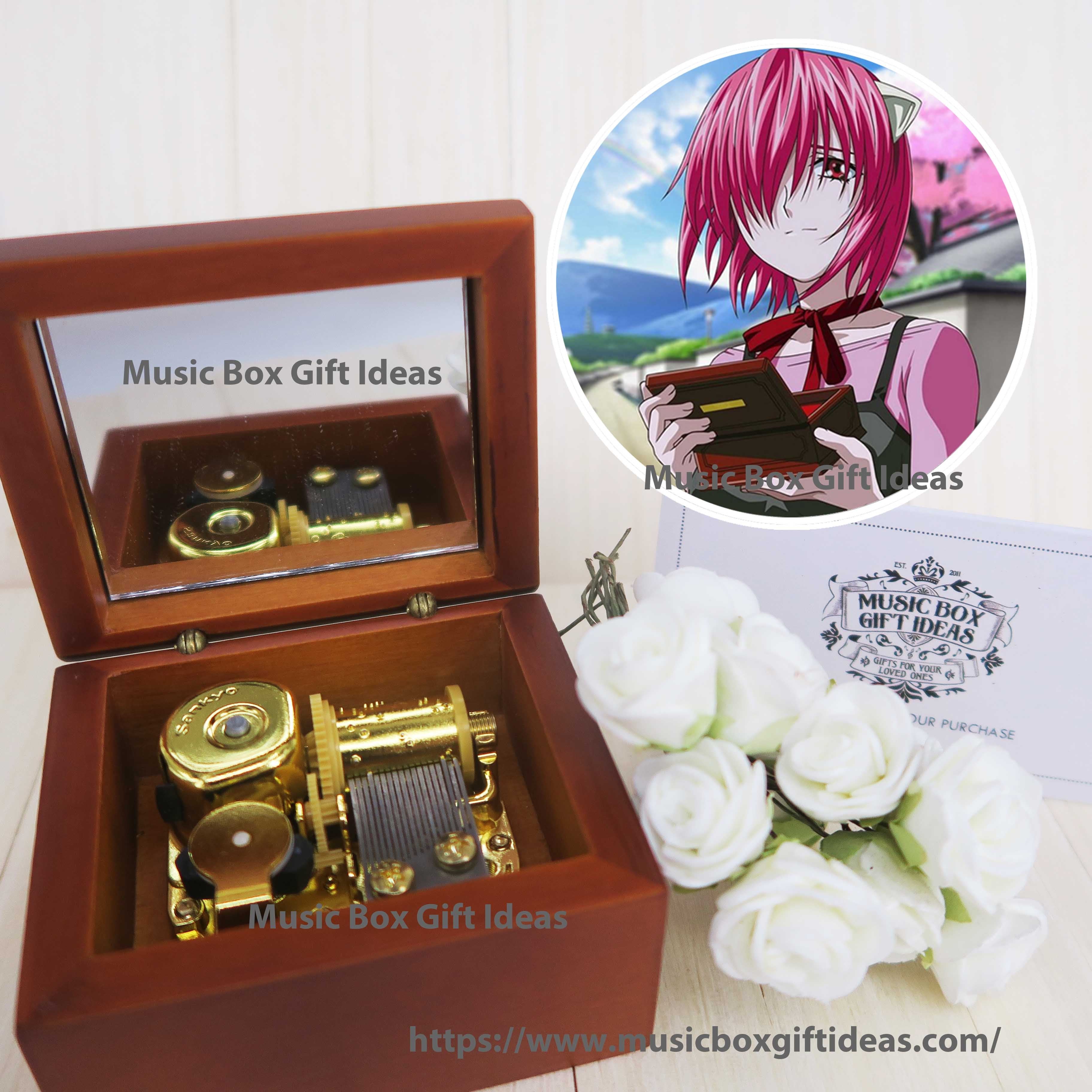 wooden color print Lilium anime Elfen Lied Music Box For girlfriend wife  anime fans new year Christmas Gifts boys girls toy - AliExpress