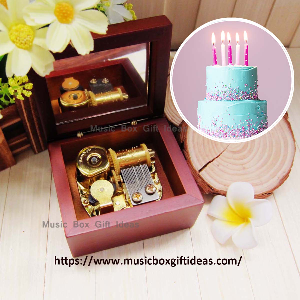 Vintage Hurdy Gurdy Music Box Hand-crank song HAPPY BIRTHDAY With Box