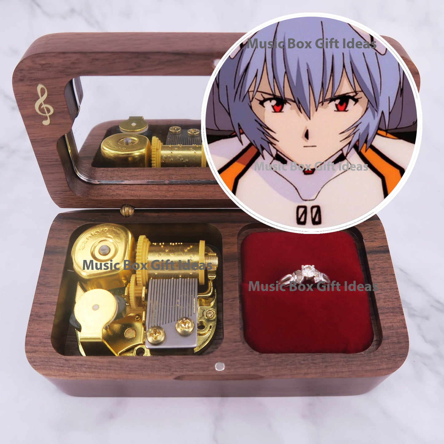 Personalized Neon Genesis Evangelion Anime Soundtrack Sankyo 18-Note Jewelry Music Box Gift (Wooden Clockwork) - Music Box Gift Ideas