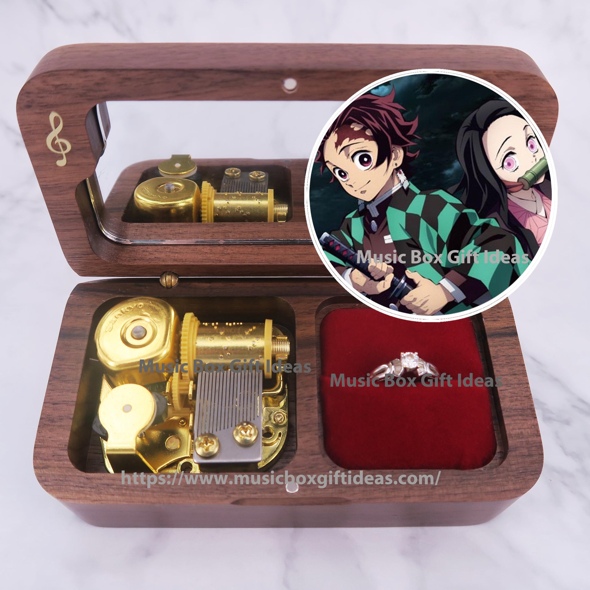 Demon Slayer 鬼滅之刃 Kamado Tanjiro no Uta 竈門炭治郎のうた Sankyo 18-note Jewelry Music Box Gift (Wooden Clockwork)- Music Box Gift Ideas