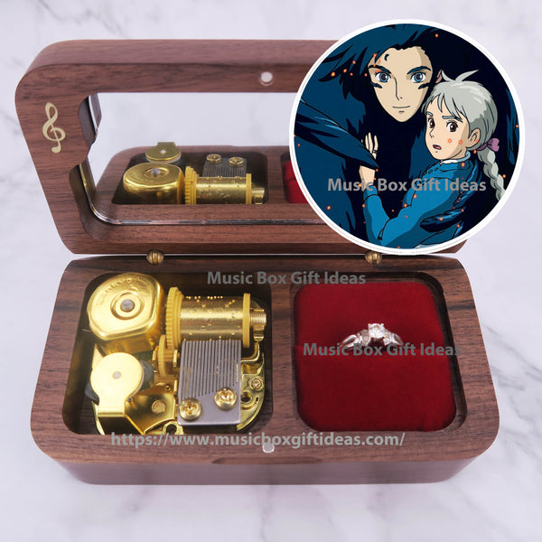 Personalized wooden Jewelry music box, outlet howls moving castle music box, anastasia music box for girl, baby, ghibli music box, christmas gift